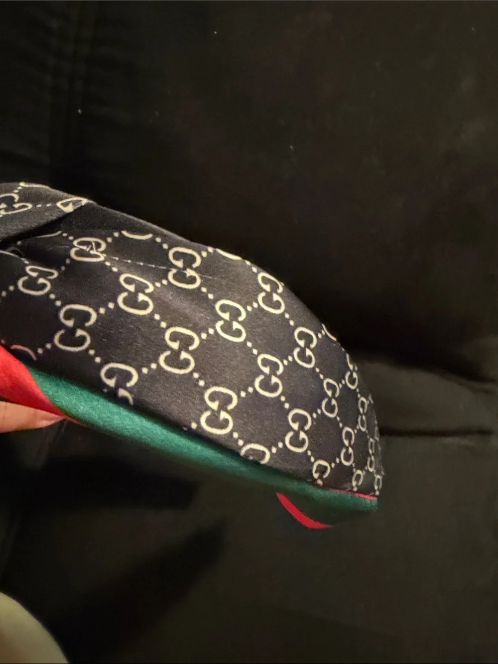 Designer-Inspired Black Headband with Red & Green Stripe